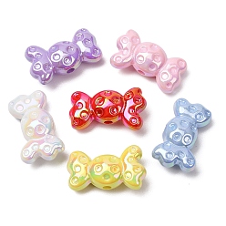 Mixed Color Plating Opaque Acrylic Beads, Iridescent, Candy, Mixed Color, 16.5x27x10mm, Hole: 3mm