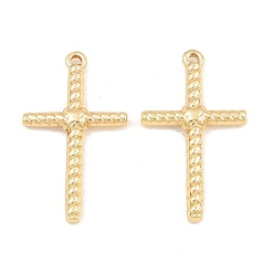 Golden 304 Edelstahl Anhänger, Anhänger mit gedrehtem Kreuz, Gestell, langlebig überzogen, golden, 25x15x2.5 mm, Bohrung: 1.2 mm