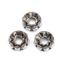 Черный Цвет Металла Латунные бусины, без кадмия и без свинца, с абс пластмассовой имитационной жемчужиной, плоско-круглые, металлический черный , 18x5.5 мм, отверстие : 6.5 мм