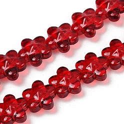 Коричневый Прозрачные стеклянные бусины, цветка сливы, коричневые, 12~13x12~13x7 мм, отверстие : 1 мм, около 59~60 шт / нитка, 24.80~25.20'' (63~64 см)