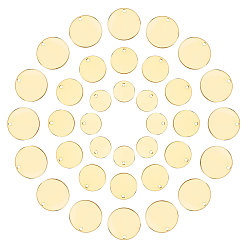 Настоящее золото 18K 60шт 3 стиль латунные подвески, штамповка пустой метки, зеркальная полировка, долговечный, плоско-круглые, реальный 18 k позолоченный, 20 шт / стиль