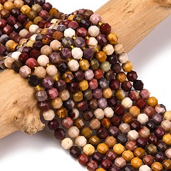 Моокаит Природные mookaite бисер нитей, энергетическая призматическая огранка с двойными концами бусины, граненые двухконусные, 4x4.5 мм, отверстие : 0.4 мм, около 83 шт / нитка, 14.96 дюйм (38 см)