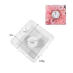 Square DIY Silicone Clock Display Decoration Molds, Resin Casting Molds, for UV Resin, Epoxy Resin Craft Making, Square, 180x180x46mm, Inner Diameter: 57mm