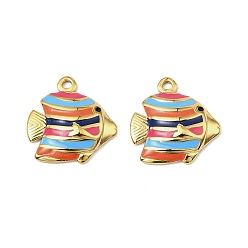 Разноцветный 304 нержавеющей стальной эмали подвески, очарование рыбы, ионное покрытие (ip), реальный 18 k позолоченный, красочный, 17x16.5x3.5 мм, отверстие : 1.5 мм