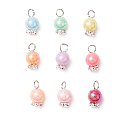 Платина Непрозрачные акриловые подвески, круглые, платина, 18x9.5 мм, отверстие : 4 мм