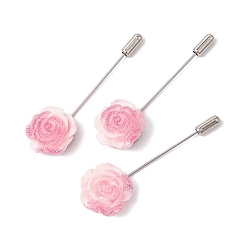 Pink Булавки для отворота из смолы с блестками и цветком из латуни, розовые, 63x19x11 мм