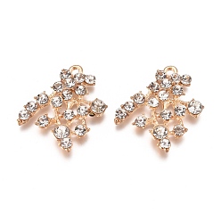 Crystal Alloy Pendant, with Rhinestone
, Leaf, Light Golden, Crystal, 31.5x29x5mm, Hole: 2.4mm