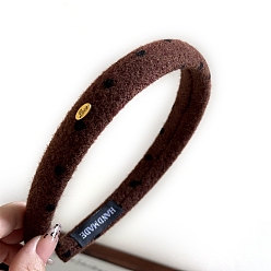 Седло Коричневый Ткань ленты для волос, резинки для волос с волнистой точкой, для женщин или девочек, седло коричневый, 135x150 мм