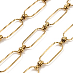 Настоящее золото 18K 304 цепи прямоугольные звенья нержавеющие, пайки, с катушкой, ионное покрытие (ip), реальный 18 k позолоченный, 26x9x1 мм, 10 м / рулон