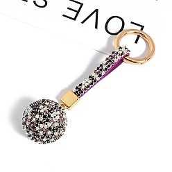 Танзания Женский брелок из искусственной кожи и стразов, круглые, танзанитом, 14x3.5 см