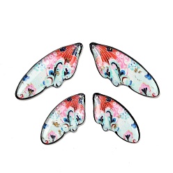 Красный 4 шт 4 стили прозрачные подвески из эпоксидной смолы, крыло, с пайетками и золотой фольгой, красные, 29~39x14 ~ х 2.5 мм, отверстие : 1 мм