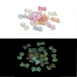 (52) Непрозрачная лаванда Бант УФ-покрытие светящиеся радужные переливающиеся акриловые бусины, блеск бисера, светится в темноте, разноцветные, 29x16x8 мм, отверстие : 2.5 мм