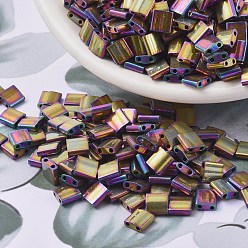 (TL188) Metallic Purple Gold Iris MIYUKI TILA Beads, Japanese Seed Beads, 2-Hole, (TL188) Metallic Purple Gold Iris, 5x5x1.9mm, Hole: 0.8mm, about 1180pcs/100g