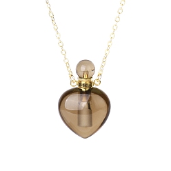 Дымчатый Кварц Ожерелье с подвеской в виде флакона духов из натурального дымчатого кварца, ожерелье в виде флакона с эфирным маслом для ароматерапии с цепочкой из нержавеющей стали, 24.02 дюйм (61 см)