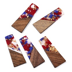 (123L) Белый крем непрозрачный блеск Подвески из непрозрачной смолы и ореха, с блеском порошок, трапециевидные, огнеупорный кирпич, 49x19x3.5 мм, отверстие : 2 мм