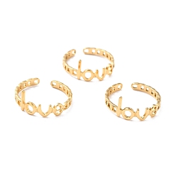 Золотой Ионное покрытие (ip) 304 перстни из нержавеющей стали, манжеты кольца, долговечный, Слово любовь, золотые, размер США 6 3/4 (17.1 мм), 2.5~8 мм