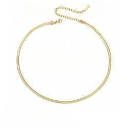 Golden Stainless Steel Snake Bone Chain Necklaces, Golden, 13.78 inch(35cm)