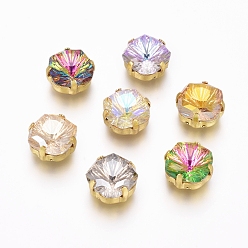 (52) Непрозрачная лаванда Шить на горный хрусталь, стекло горный хрусталь, с золотыми тонами латунных зубьев, аксессуары для одежды, квадратный, разноцветные, 11.5x11.5x6.5 мм
