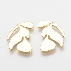 Настоящее золото 18K Латунные подвески, без никеля , реальный 18 k позолоченный, лист, 21.5x17x1 мм, отверстие : 1 мм