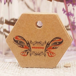 Sandy Brown 100Pcs Valentine's Day Hexagon Gift Tags, Heart Print Tags, Sandy Brown, 3x3.5cm