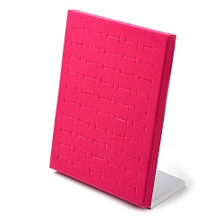 Темно-Розовый Бархатные подставки для колец на палец, дисплей ювелирных изделий стойки, l-образный, прямоугольные, темно-розовыми, 20.3x9.7x25.3 см