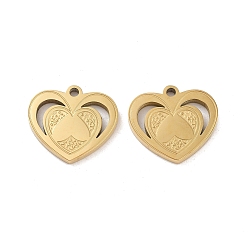 Золотой Ионное покрытие (ip) 304 подвески из нержавеющей стали, лазерная резка, шарма сердца, золотые, 13x15x1.5 мм, отверстие : 1.5 мм