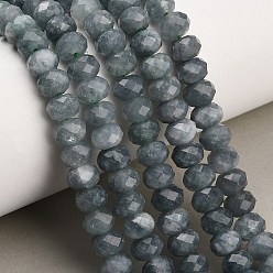 Bleu Cadet Rangs de perles de jade blanc naturel teintées et facettées, rondelle, bleu cadet, 8x5.5~6mm, Trou: 1mm, Environ 64~66 pcs/chapelet, 14.76~15.16'' (37.5~38.5 cm)
