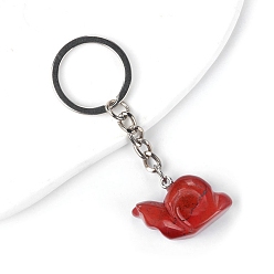 Red Jasper Red Jasper with Metal Keychain, Snail, 7cm