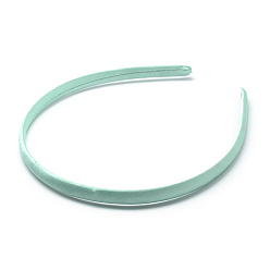 Aquamarine Plain Plastic Hair Band Findings, No Teeth, Covered with Cloth, Aquamarine, 120mm, 9.5mm