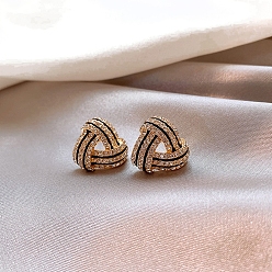 Triangle Alloy Rhinestone Earrings for Women, Triangle, 18x11mm