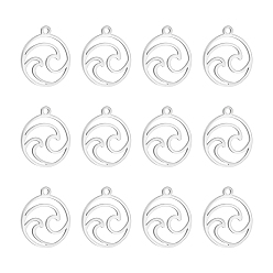 Нержавеющая Сталь Цвет 201 прелести нержавеющей стали, лазерная резка, кольцо с помахал, цвет нержавеющей стали, 14x12x1 мм, отверстие : 1.2 мм, 12 шт / коробка