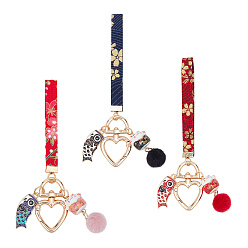 (52) Непрозрачная лаванда 3 шт 3 цвета креативный милый рыбка удачи кошка орнамент сплав эмаль брелок, брелок на запястье из полиэстера для ключа мобильного телефона, разноцветные, 15 см, 1 шт / цвет