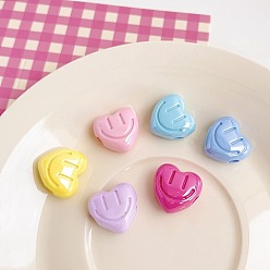 (52) Непрозрачная лаванда Непрозрачная акриловая бусина, сердце, разноцветные, 16.9x18x10 мм, отверстие : 3.8 мм