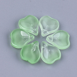 Light Green Transparent Spray Painted Glass Pendants, Petal, Light Green, 15x13x5mm, Hole: 1mm