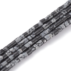 Schneeflocken-Obsidian Naturschneeflocke Obsidian Perlen Stränge, Kolumne, 2x2 mm, Bohrung: 0.8 mm, ca. 154~160 Stk. / Strang, 15.16~15.75 Zoll (38.5~40 cm)