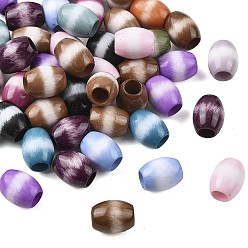 (52) Непрозрачная лаванда Непрозрачный акрил европейского бисера, баррель, два тона, большое отверстие шарик, разноцветные, 16.5x13~13.5 мм, отверстие : 7 мм
