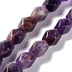 Amethyst Natural Amethyst Beads Strands, Faceted, Rhombus, 13~19x9~17x9~17mm, Hole: 1mm, about 22pcs/strand, 15.83''~16.14''(40.2~41cm)