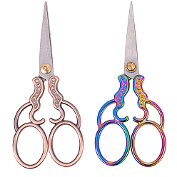Gemischte Farbe Edelstahl Schere, Stickschere, Nähschere, mit Griffen aus Zinklegierung, Gemischte Farbe, 126x52x9.5 mm, 1 PC / Farbe, 2 Stück / Set