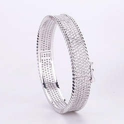 Серебро Латунные браслеты с микропаве из прозрачных кубических цирконий для женщин, кольцо, серебряные, внутренний диаметр: 2-3/8 дюйм (6 см)