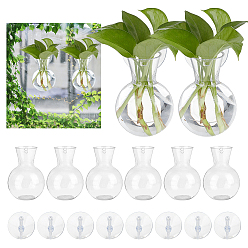 Clear 8Pcs Acrylic Hydroponic Vases, with 8Pcs Suction Cup, Clear, 92x65.5mm
