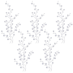 Silver 6Pcs Cotton Embroidery Ornament Accessories, Appliques, Flower, Silver, 450~470x1mm