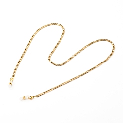 Золотой 304 цепочки для очков из нержавеющей стали, цепочки для очков, шейный ремешок для очков, с застежками-клешнями из сплава и резиновыми петлями на концах, золотые, 30.12 дюйм (76.5 см)