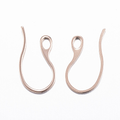 Rose Gold Ion Plating(IP) 304 Stainless Steel Earring Hooks, Ear Wire, with Horizontal Loop, Rose Gold, 22x11.5x1mm, 18 Gauge, Hole: 2.5x3.5mm