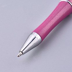 Pale Violet Red Plastic Beadable Pens, Shaft Black Ink Ballpoint Pen, for DIY Pen Decoration, Pale Violet Red, 144x12mm, The Middle Pole: 2mm