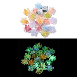 Разноцветный Кабошоны из цветочной смолы с блестками, светится в темноте, красочный, 14x14x6.5 мм