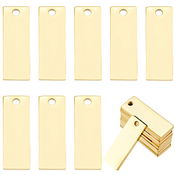 Real 18K Gold Plated 10Pcs 304 Stainless Steel Pendants, Mirror Polished Finish, Blank Stamping Tags, Rectangle, Real 18K Gold Plated, 25x9x1.8mm, Hole: 1.4mm