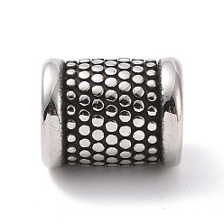 Античное Серебро 304 шарики из нержавеющей стали для ручной полировки, бусины с большим отверстием, колонка, античное серебро, 13.5x10.5 мм, отверстие : 6.5 мм