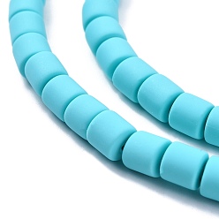Dark Turquoise Handmade Polymer Clay Bead Strands, Column, Dark Turquoise, 6.5x6mm, Hole: 1.2mm, about 61pcs/strand, 15.75 inch(40cm)