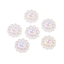 Flower UV Plating Acrylic Cabochons, Iridescent, Flower, 13x13x4.5mm