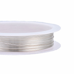Silver Round Copper Jewelry Wire, Long-Lasting Plated, Silver Color Plated, 26 Gauge, 0.4mm, about 32.8 Feet(10m)/roll